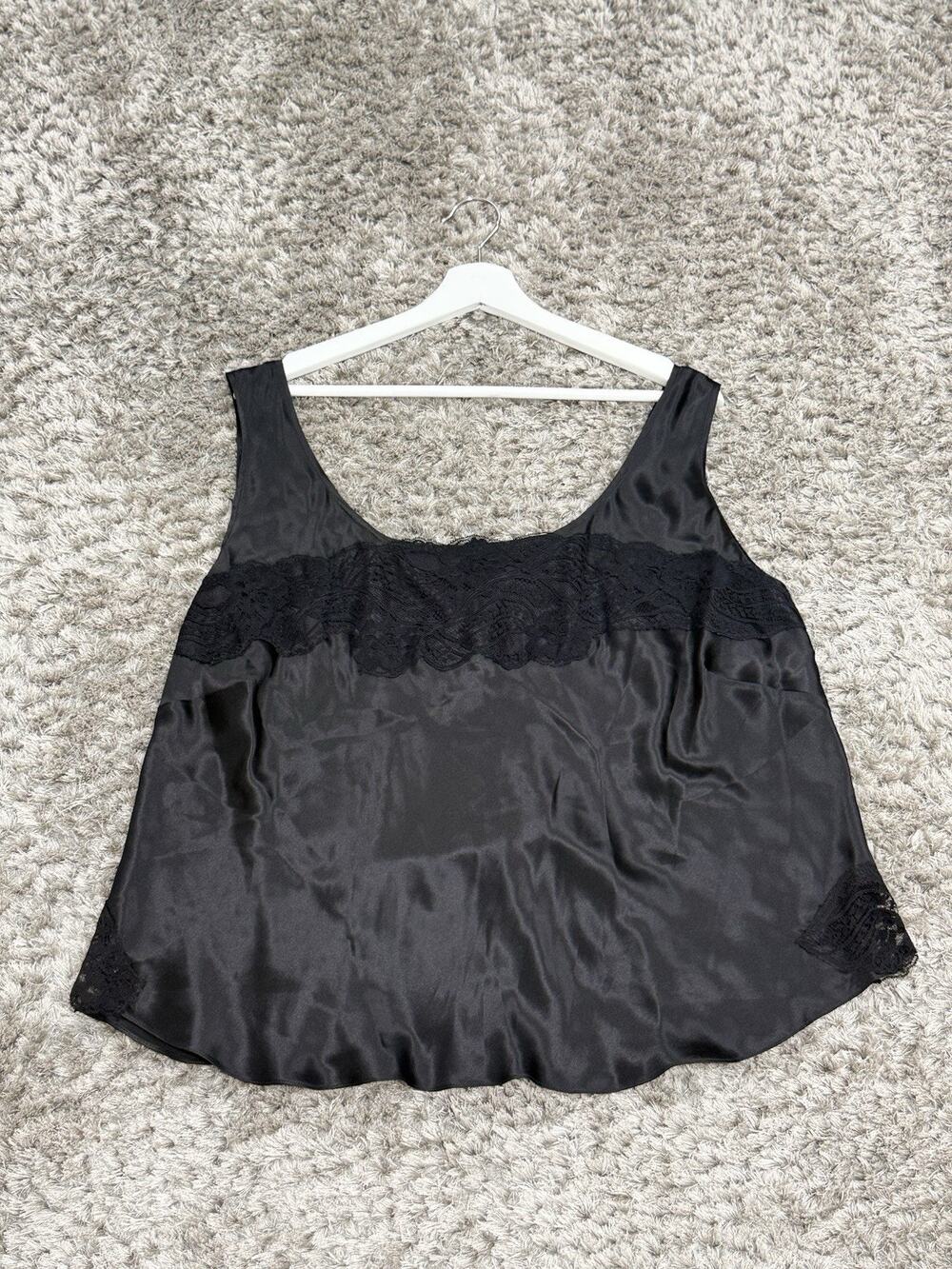 Y2K Jones New York Silk Cami Top Lace Trim Black Whimsigoth Plus Size 22W NWT